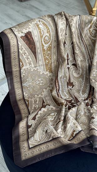 KAHVE / ETNİK DESEN PAMUK ŞAL