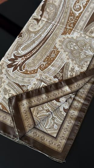 KAHVE / ETNİK DESEN PAMUK ŞAL