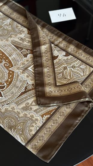 KAHVE / ETNİK DESEN PAMUK ŞAL