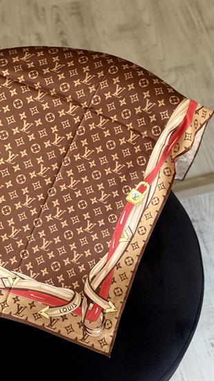 KAHVE KLASIK MODEL TWİL İPEK EŞARP