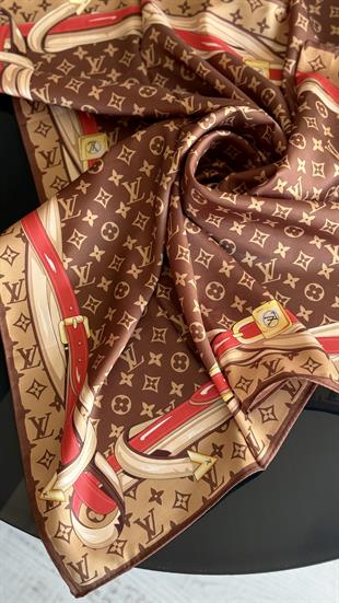 KAHVE KLASIK MODEL TWİL İPEK EŞARP