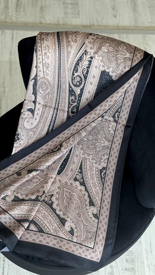 KAHVE / SİYAH ETNİK DESEN PAMUK ŞAL