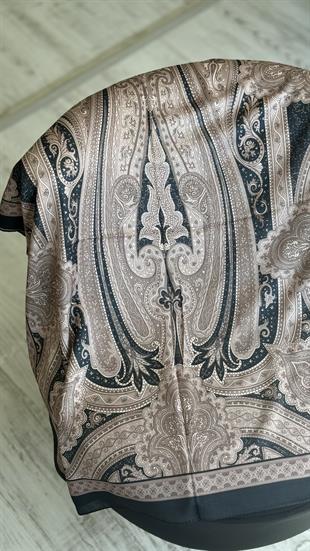 KAHVE / SİYAH ETNİK DESEN PAMUK ŞAL