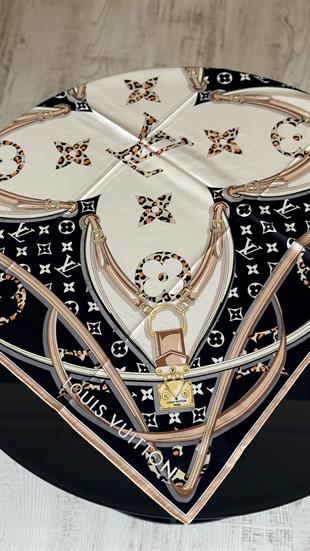 KEMER DESEN SİYAH / BEYAZ TWİL İPEK EŞARP