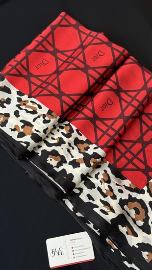 KIRMIZI LEOPAR DESEN VUAL İPEK ŞAL