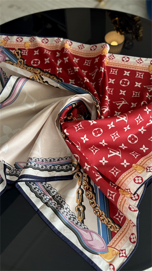 KIRMIZI / PUDRA LV TWİL İPEK EŞARP