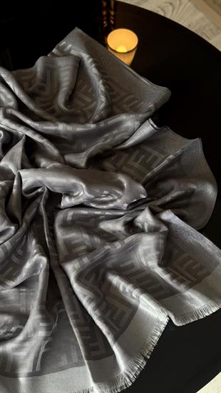 KOYU GRİ İNCE YÜN İPEK ŞAL