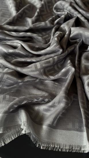 KOYU GRİ İNCE YÜN İPEK ŞAL