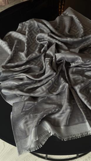 KOYU GRİ İNCE YÜN İPEK ŞAL