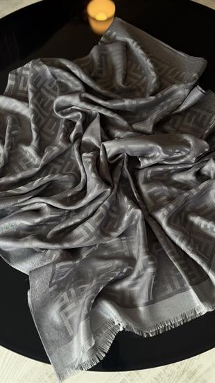 KOYU GRİ İNCE YÜN İPEK ŞAL