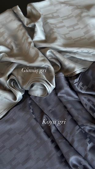 KOYU GRİ RENK İPEK PAMUK ŞAL