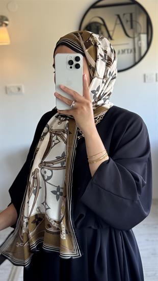 KREM / KAHVE VUAL İPEK ŞAL