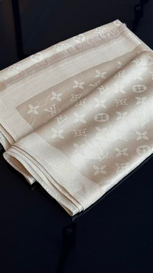 KREM SİMLİ İPEK ŞAL