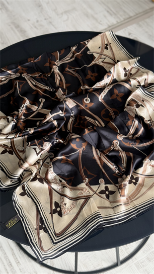 KREM / SİYAH VUAL İPEK ŞAL