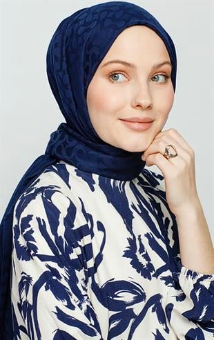 LACİVERT / BLOOM DESEN ŞAL 