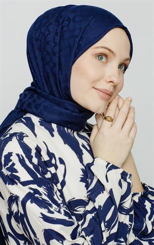 LACİVERT / BLOOM DESEN ŞAL 