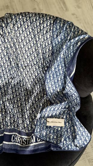 LACİVERT ÇİFT YÖNLÜ YÜN İPEK ŞAL