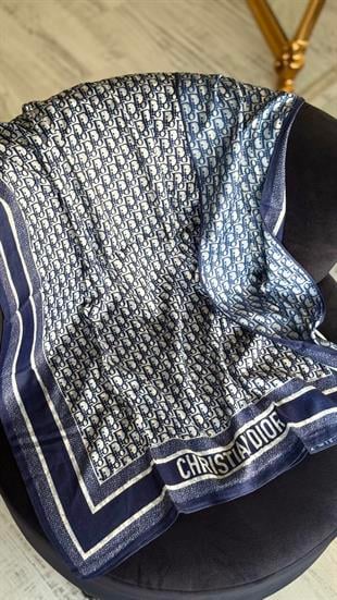 LACİVERT ÇİFT YÖNLÜ YÜN İPEK ŞAL