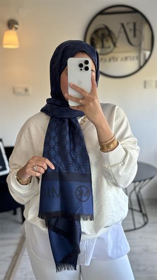 LACİVERT KAŞMİR İPEK MK ŞAL