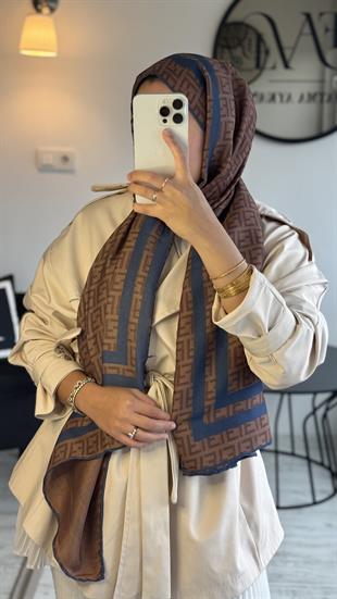 LACİVERT RENK GEÇİŞLİ F DESEN ŞAL