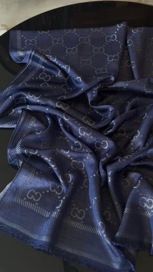 LACİVERT / SİMLİ İPEK ŞAL