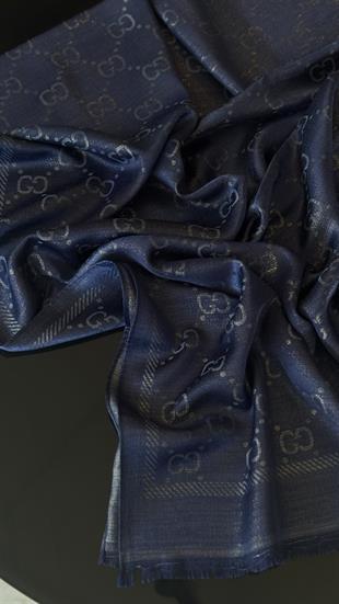 LACİVERT / SİMLİ İPEK ŞAL