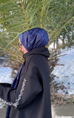 LACİVERT SİMLİ İPEK ŞAL