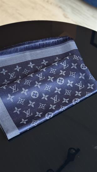 LACİVERT SİMLİ İPEK ŞAL