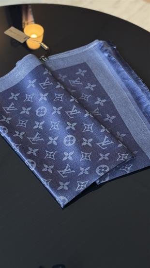 LACİVERT SİMLİ İPEK ŞAL