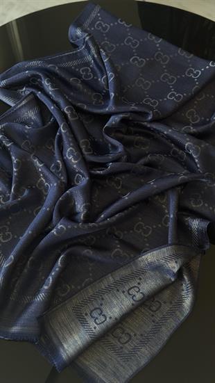 LACİVERT / SİMLİ İPEK ŞAL