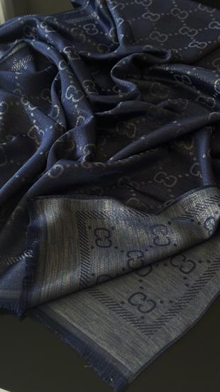 LACİVERT / SİMLİ İPEK ŞAL