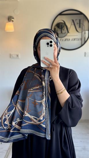 LACİVERT VUAL İPEK ŞAL