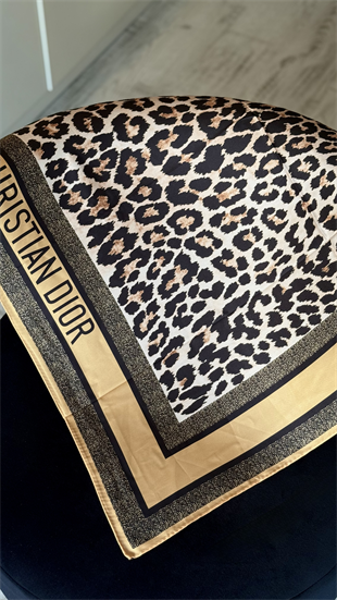 LEOPAR DESEN GOLD RENK TWİL EŞARP