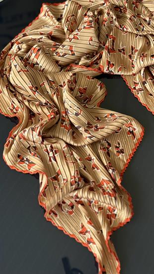 LV PLİSELİ SÜTLÜ KAHVE İPEK ŞAL