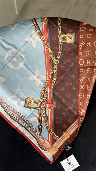 MAVİ / KAHVE LV TWİL İPEK EŞARP