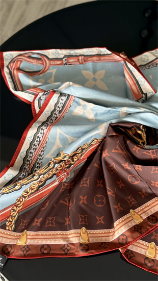 MAVİ / KAHVE LV TWİL İPEK EŞARP