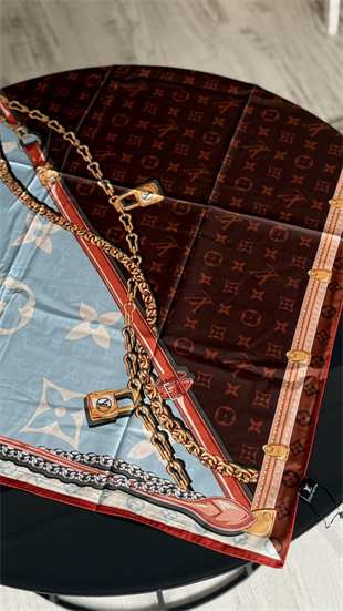 MAVİ / KAHVE LV TWİL İPEK EŞARP