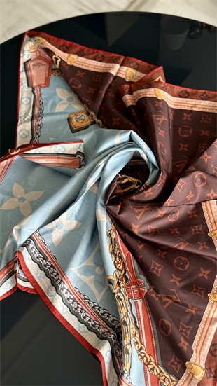 MAVİ / KAHVE LV TWİL İPEK EŞARP