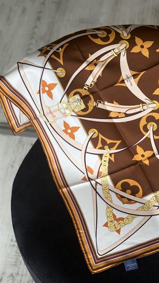 ORJİNAL DESEN / KAHVE KREM İPEK EŞARP 