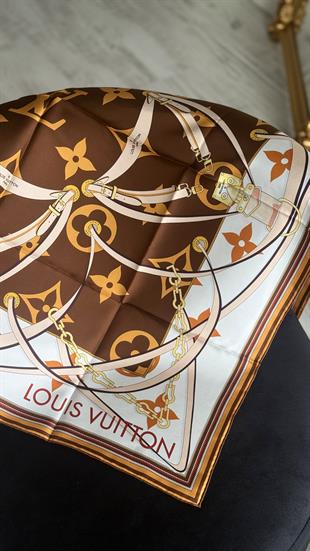 ORJİNAL DESEN / KAHVE KREM İPEK EŞARP 