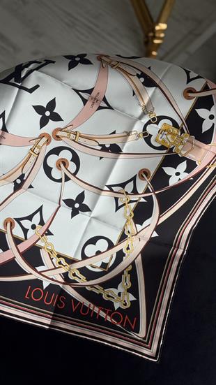 ORJİNAL DESEN / SİYAH BEYAZ İPEK EŞARP 