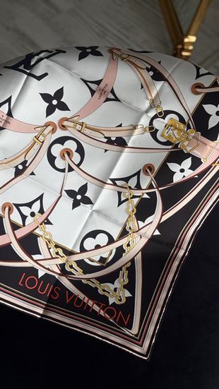 ORJİNAL DESEN / SİYAH BEYAZ İPEK EŞARP 