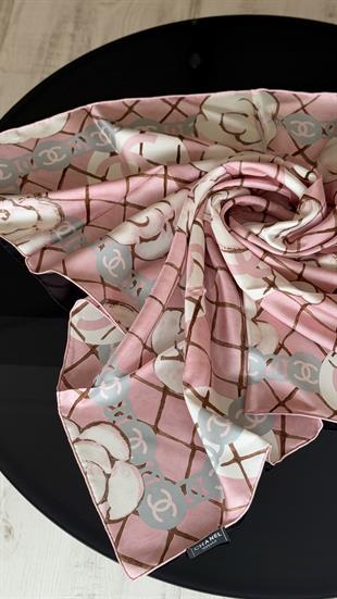 PEMBE ORJİNAL DESEN %100 SAF İPEK EŞARP