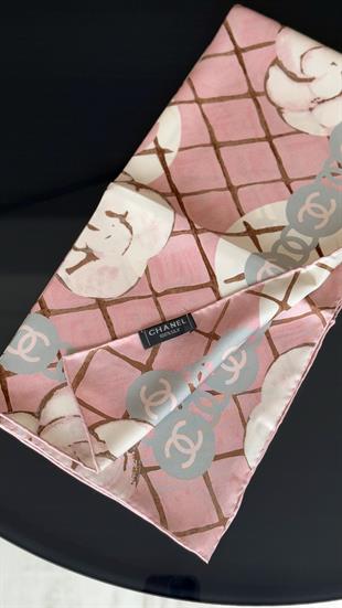 PEMBE ORJİNAL DESEN %100 SAF İPEK EŞARP