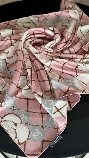 PEMBE ORJİNAL DESEN %100 SAF İPEK EŞARP
