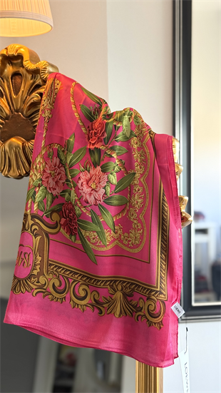 PEMBE RENK ÇİCEK DESENLİ ŞAL