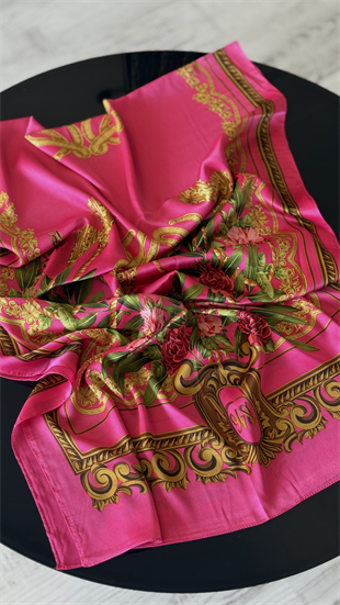 PEMBE RENK ÇİCEK DESENLİ ŞAL