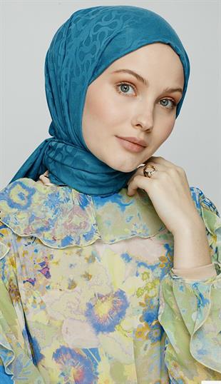 PETROL MAVİ / BLOOM DESEN ŞAL 