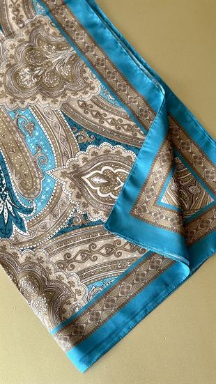 PETROL MAVİ / ETNİK DESEN PAMUK ŞAL