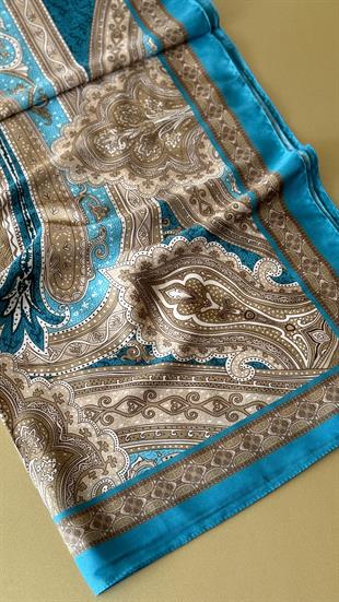 PETROL MAVİ / ETNİK DESEN PAMUK ŞAL